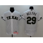 Men's Texas Rangers #29 Adrian Beltre White with Green Memorial Day Stitched MLB Majestic Flex Base Jersey