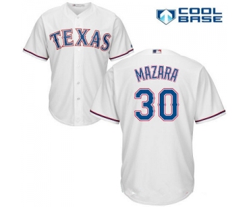 Men's Texas Rangers #30 Nomar Mazara White Home Stitched MLB Majestic Cool Base Jersey