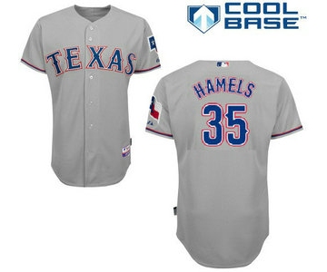 Men's Texas Rangers #35 Cole Hamels Away Gray MLB Cool Base Jersey