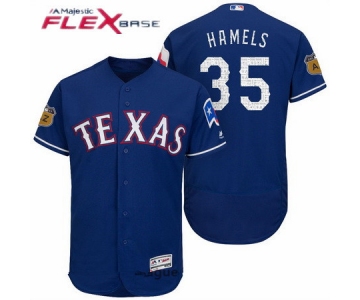 Men's Texas Rangers #35 Cole Hamels Royal Blue 2017 Spring Training Stitched MLB Majestic Flex Base Jersey