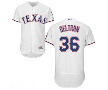 Men's Texas Rangers #36 Carlos Beltran White Home 2016 Flex Base Majestic Stitched MLB Jersey