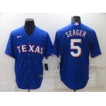 Men's Texas Rangers #5 Corey Seager Blue Stitched MLB Cool Base Nike Jersey