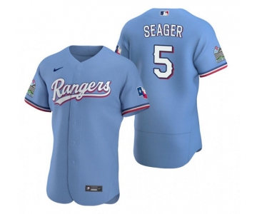 Men's Texas Rangers #5 Corey Seager Light Blue Flex Base Stitched Jersey