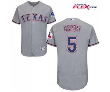 Men's Texas Rangers #5 Mike Napoli Gray Road Stitched MLB Majestic Flex Base Jersey