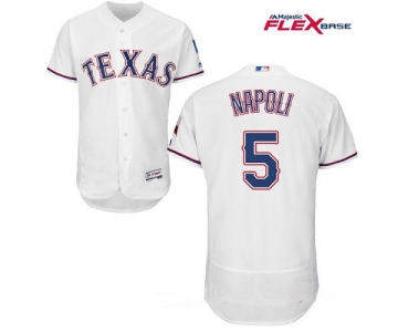 Men's Texas Rangers #5 Mike Napoli White Home Stitched MLB Majestic Flex Base Jersey