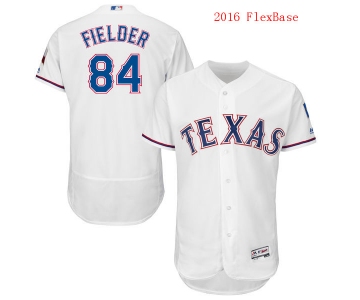 Men's Texas Rangers #84 Prince Fielder White Home 2016 Flexbase Majestic Baseball Jersey