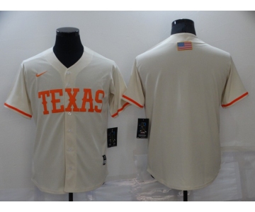 Men's Texas Rangers Blank Cream Stitched MLB Cool Base Nike Jersey