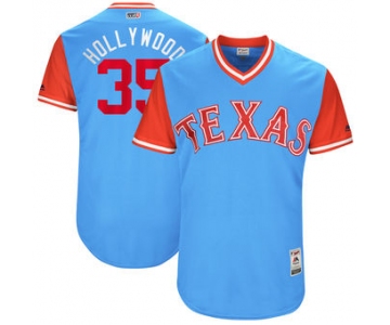 Men's Texas Rangers Cole Hamels Hollywood Majestic Light Blue 2017 Players Weekend Authentic Jersey