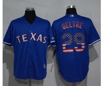 Rangers #29 Adrian Beltre Blue USA Flag Fashion Stitched MLB Jersey