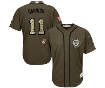 Texas Rangers #11 Yu Darvish Green Salute to Service Stitched MLB Jersey