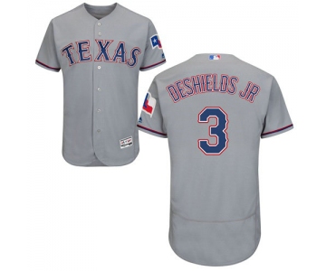 Texas Rangers #3 Delino DeShields Jr. Grey Flexbase Authentic Collection Stitched Baseball Jersey