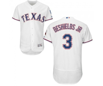 Texas Rangers #3 Delino DeShields Jr. White Flexbase Authentic Collection Stitched Baseball Jersey