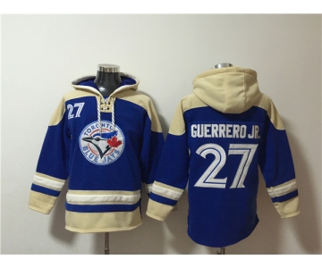 Men's Toronto Blue Jays #27 Vladimir Guerrero Jr. Royal Ageless Must-Have Lace-Up Pullover Hoodie