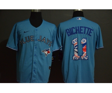 Men's Toronto Blue Jays #11 Bo Bichette Light Blue Team Logo Stitched MLB Cool Base Nike Jersey