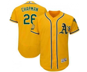 Men's Oakland Athletics #26 Matt Chapman Gold Flexbase Authentic Collection Stitched MLB Jersey