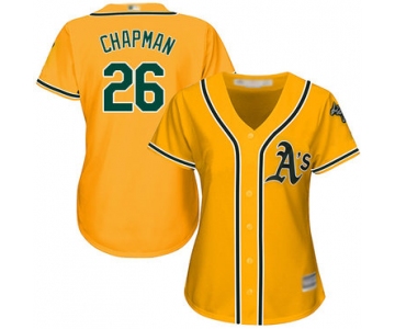 Oakland Athletics #26 Matt Chapman Gold Alternate Women's Stitched Baseball Jersey