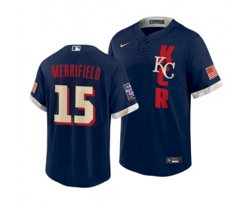 Men's Kansas City Royals #15 Whit Merrifield 2021 Navy All-Star Cool Base Stitched MLB Jersey