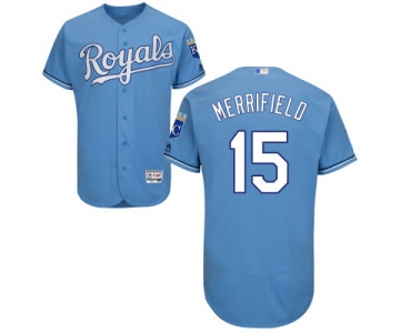 Men's Kansas City Royals #15 Whit Merrifield Light Blue 2016 Flexbase Majestic Baseball Jersey