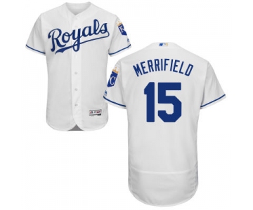Men's Kansas City Royals #15 Whit Merrifield White Home 2016 Flexbase Majestic Baseball Jersey