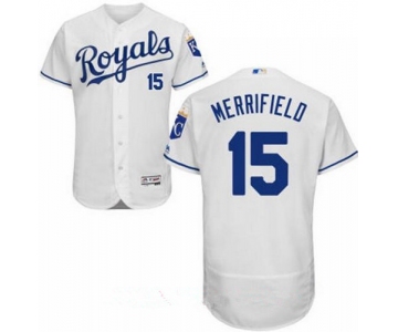 Men's Kansas City Royals #15 Whit Merrifield White Home Stitched MLB Majestic Flex Base Jersey