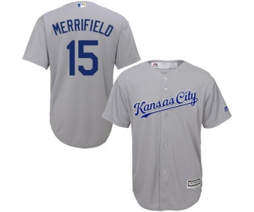 Royals #15 Whit Merrifield Grey Cool Base Stitched Youth Baseball Jersey