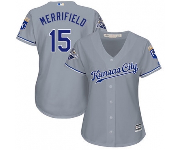 Royals #15 Whit Merrifield Grey Road Women's Stitched Baseball Jersey