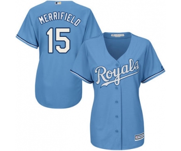 Royals #15 Whit Merrifield Light Blue Alternate Women's Stitched Baseball Jersey