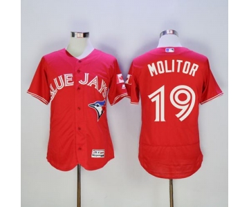 Blue Jays #19 Paul Molitor Red Flexbase Authentic Collection Canada Day Stitched MLB Jersey