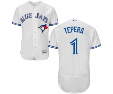 Men's Toronto Blue Jays #1 Andy Burns White Home 2016 Flexbase Majestic Baseball Jersey