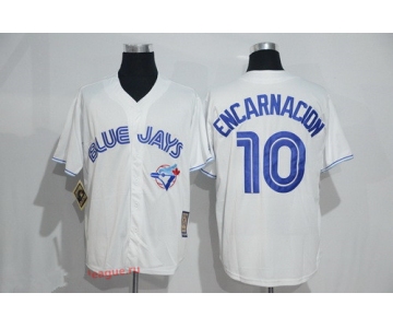 Men's Toronto Blue Jays #10 Edwin Encarnacion White Majestic Cool Base Cooperstown Collection Jersey