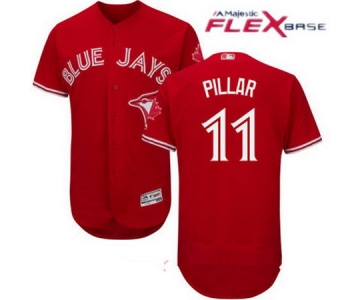 Men's Toronto Blue Jays #11 Kevin Pillar Red Stitched MLB 2017 Majestic Flex Base Jersey