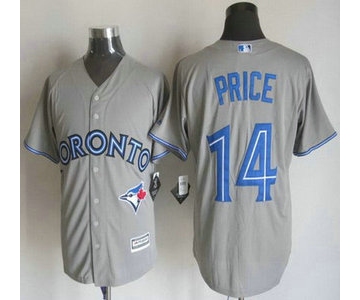 Men's Toronto Blue Jays #14 David Price Away Gray 2015 MLB Cool Base Jersey