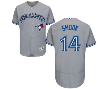 Men's Toronto Blue Jays #14 Justin Smoak Gray Road 2016 Flexbase Majestic Baseball Jersey