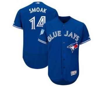 Men's Toronto Blue Jays 14 Justin Smoak Majestic Royal 2019 Spring Training Flex Base Player Jersey