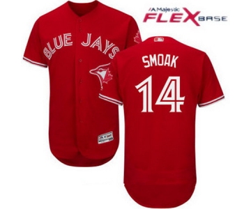 Men's Toronto Blue Jays #14 Justin Smoak Red Stitched MLB 2017 Majestic Flex Base Jersey