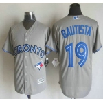 Men's Toronto Blue Jays #19 Jose Bautista Away Gray 2015 MLB Cool Base Jersey