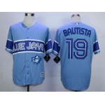 Men's Toronto Blue Jays #19 Jose Bautista Light Blue New Cool Base Jersey