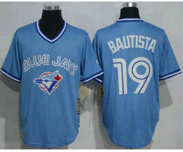 Men's Toronto Blue Jays #19 Jose Bautista Light Blue Pullover Majestic Cool Base Cooperstown Collection Jersey