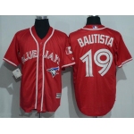 Men's Toronto Blue Jays #19 Jose Bautista Red Stitched MLB 2016 Canada Day Majestic Cool Base Jersey