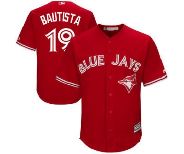 Men's Toronto Blue Jays #19 Jose Bautista Red Stitched MLB 2017 Majestic Cool Base Jersey