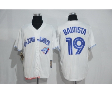 Men's Toronto Blue Jays #19 Jose Bautista White Majestic Cool Base Cooperstown Collection Jersey