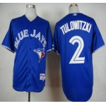 Men's Toronto Blue Jays #2 Troy Tulowitzki Alternate Blue MLB Majestic Jersey