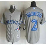 Men's Toronto Blue Jays #2 Troy Tulowitzki Away Gray 2015 MLB Cool Base Jersey