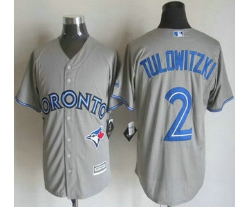 Men's Toronto Blue Jays #2 Troy Tulowitzki Away Gray 2015 MLB Cool Base Jersey