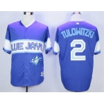 Men's Toronto Blue Jays #2 Troy Tulowitzki Blue New Cool Base Jersey