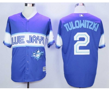 Men's Toronto Blue Jays #2 Troy Tulowitzki Blue New Cool Base Jersey