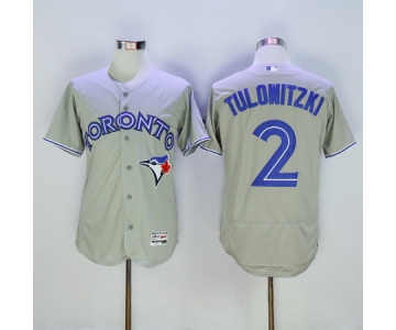 Men's Toronto Blue Jays #2 Troy Tulowitzki Gray 2016 Flexbase Majestic Baseball Jersey