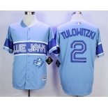 Men's Toronto Blue Jays #2 Troy Tulowitzki-Light Blue New Cool Base Jersey