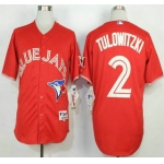 Men's Toronto Blue Jays #2 Troy Tulowitzki Red Jersey