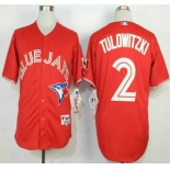 Men's Toronto Blue Jays #2 Troy Tulowitzki Red Jersey